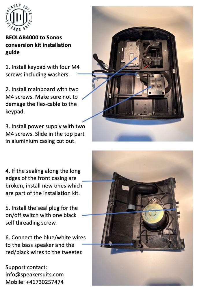 Beolab 4000 speaker conversion kit to Sonos with Wifi & Trueplay support